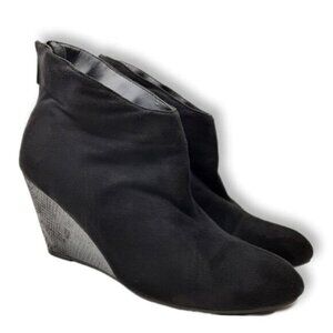 IMPO Tabitha Wedge Ankle Boot Bootie Faux Suede Black Sz 9.5